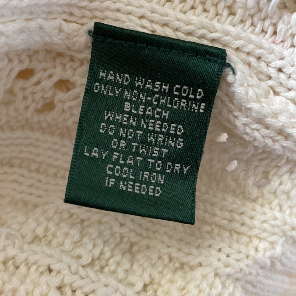 Lauren Ralph Lauren v-neck cable knit L/S cream, peach large, 100% cotton - Picture 9 of 9